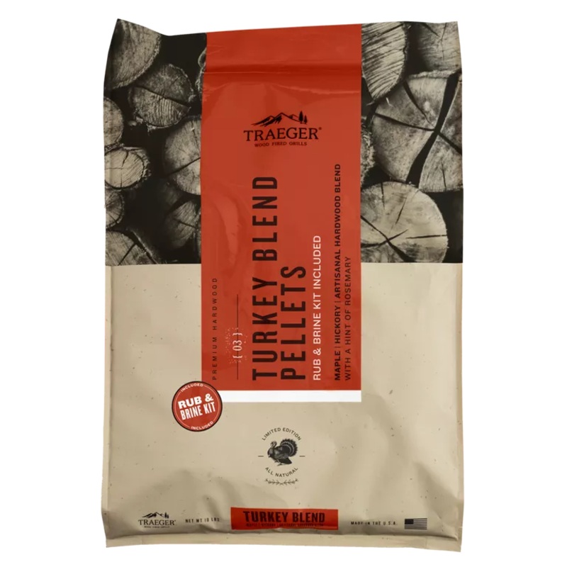 Traeger Turkey Blend Wood Pellets with Brine & Rub Kit