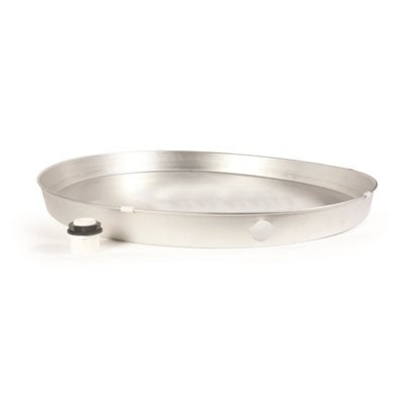 Camco Water Heater Drain Pan – 22 ID Alum Short w / PVC Fitting Bilingual