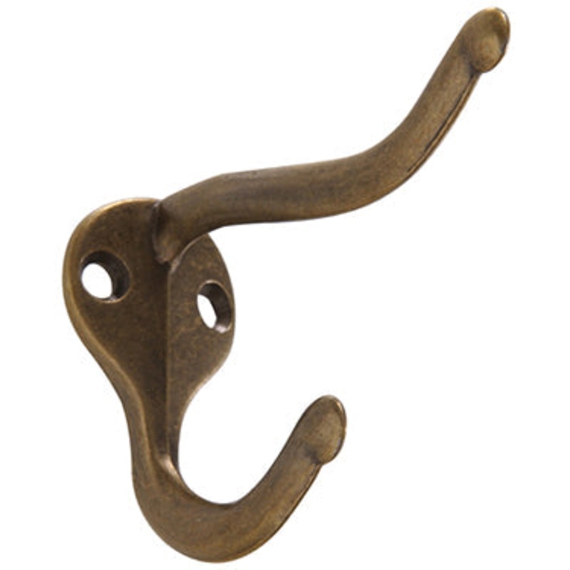 ANTIQUE BRASS COAT/HAT HOOK