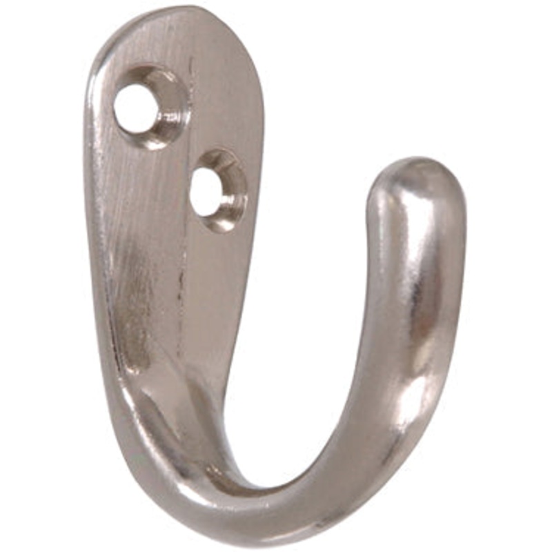 SINGLE SATIN NICKEL CLOTHES HOOK