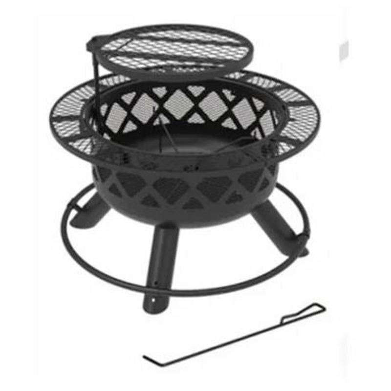 Ranch Fire Pit With Side Tables & Grill Top