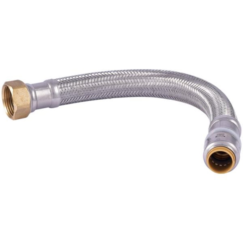 SharkBite Max Brass Push Braided Water Heater Connector 1/2 in. x 3/4 in. FIP x 18 in.