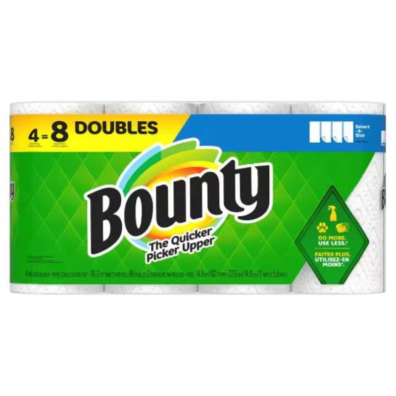 Bounty Select-A-Size Sheets|4 Count|90 Sheets/Roll – 2 Double Rolls/Pack