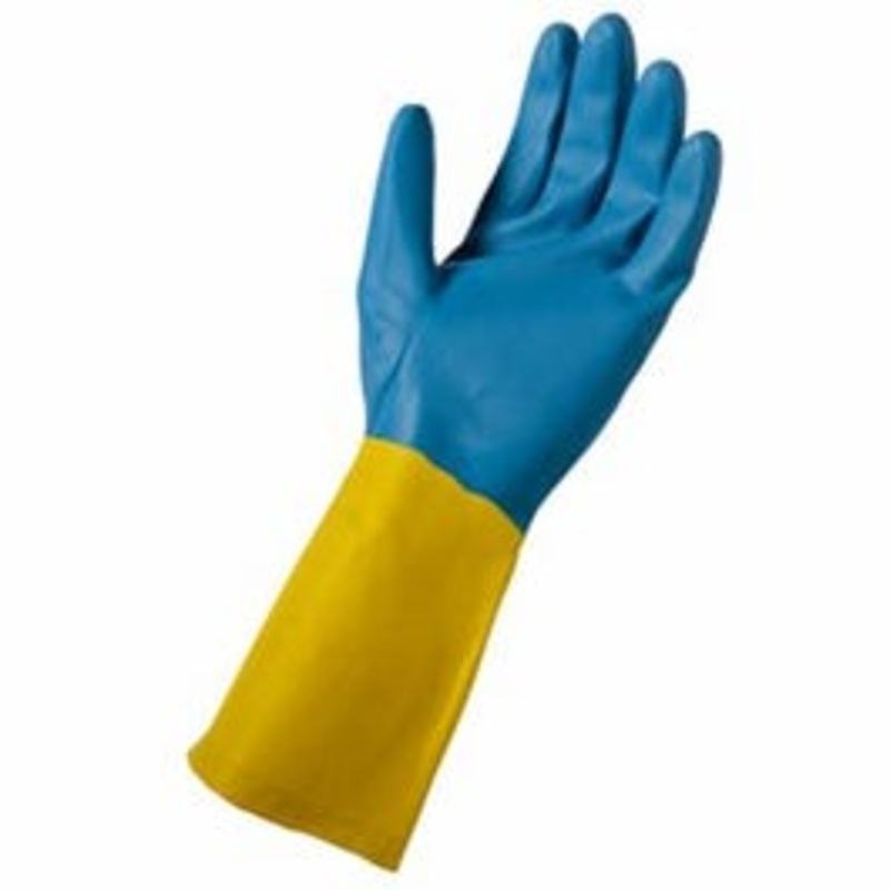 Neoprene-Coated Latex Gloves, Blue & Yellow, Women’s L