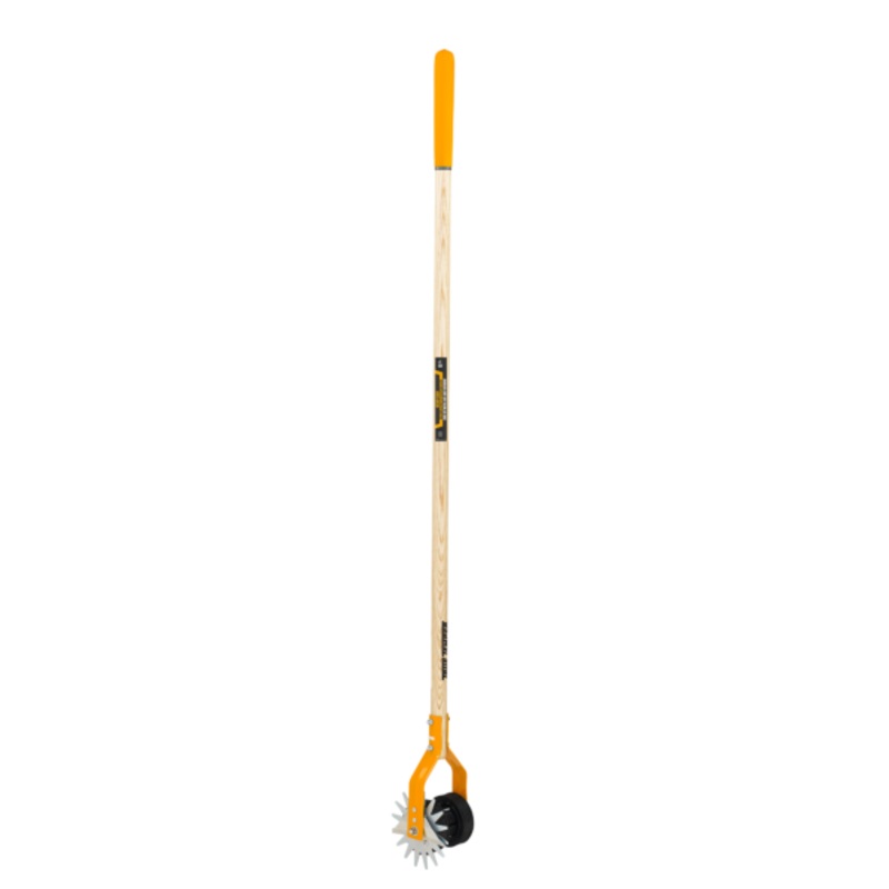 True Temper Dual-Wheel Rotary Edger with Cushion End Grip on Hardwood Handle