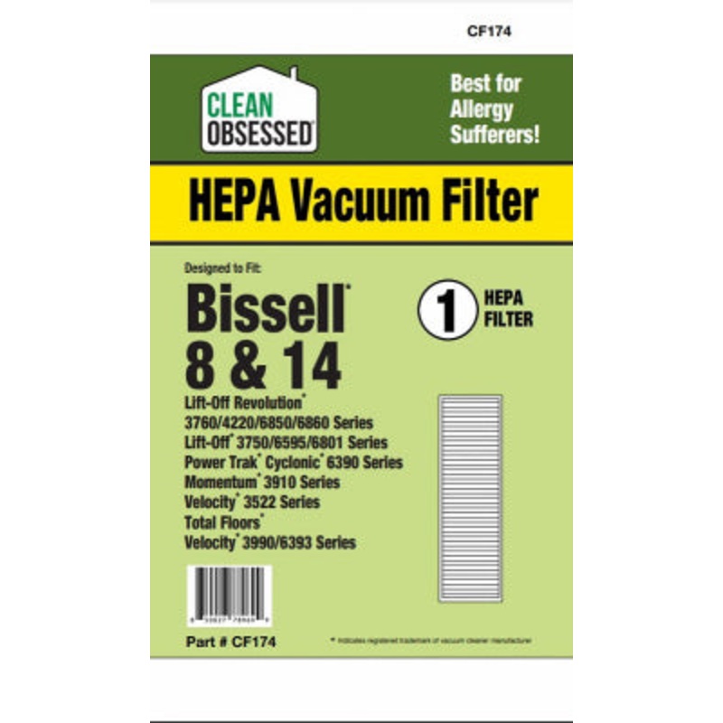 Clean Obsessed Bissell Vacuum Cleaner Filter Style 8/14 HEPA