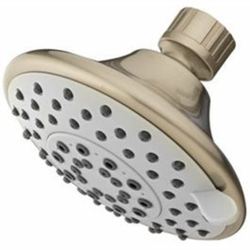 Showerhead, Fixed-Mount, 5-Settings, Brushed Nickel Plastic