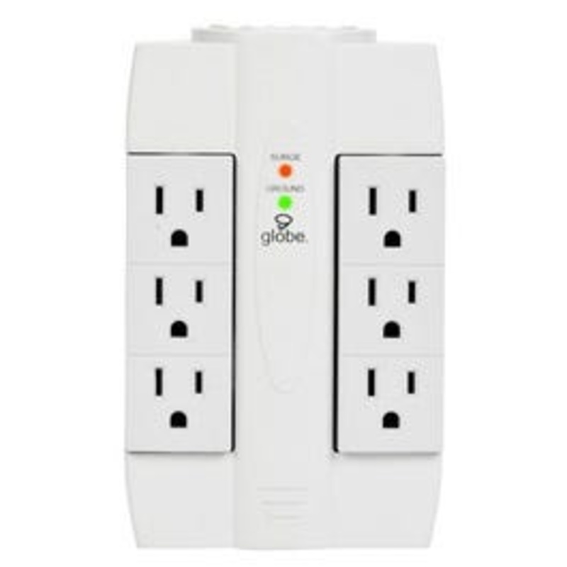 Swivel Surge Tap, 6-Outlet, 2-USB, White