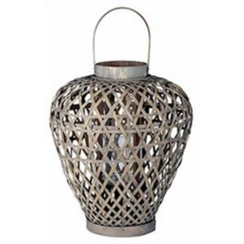 Wood Lattice Lantern, 16 x 18-In.