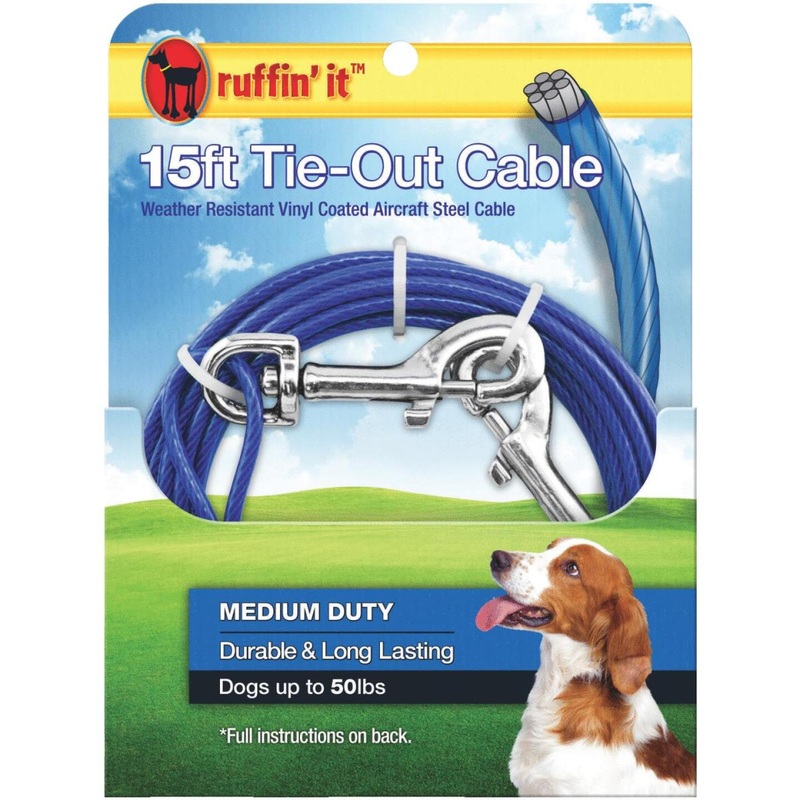 Westminster Pet Ruffin’ it Medium-Duty Medium Dog Tie-Out Cable, 15 Ft.