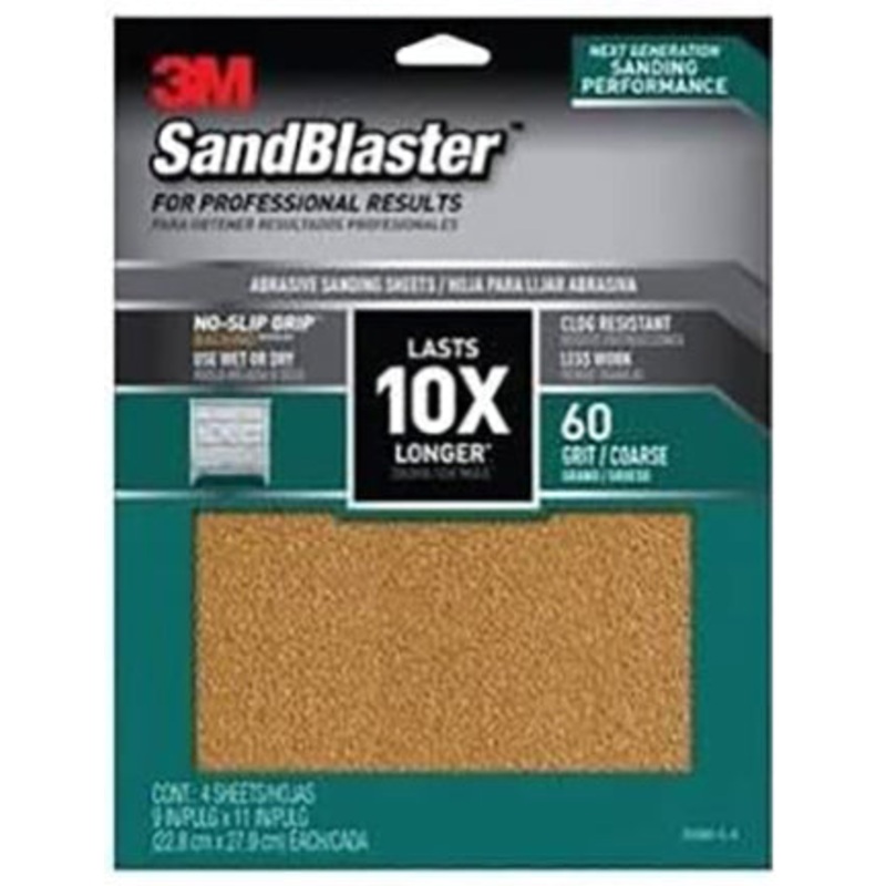 SANDPAPER 9 X 11 4PK 180 GRT SANDBLSTR