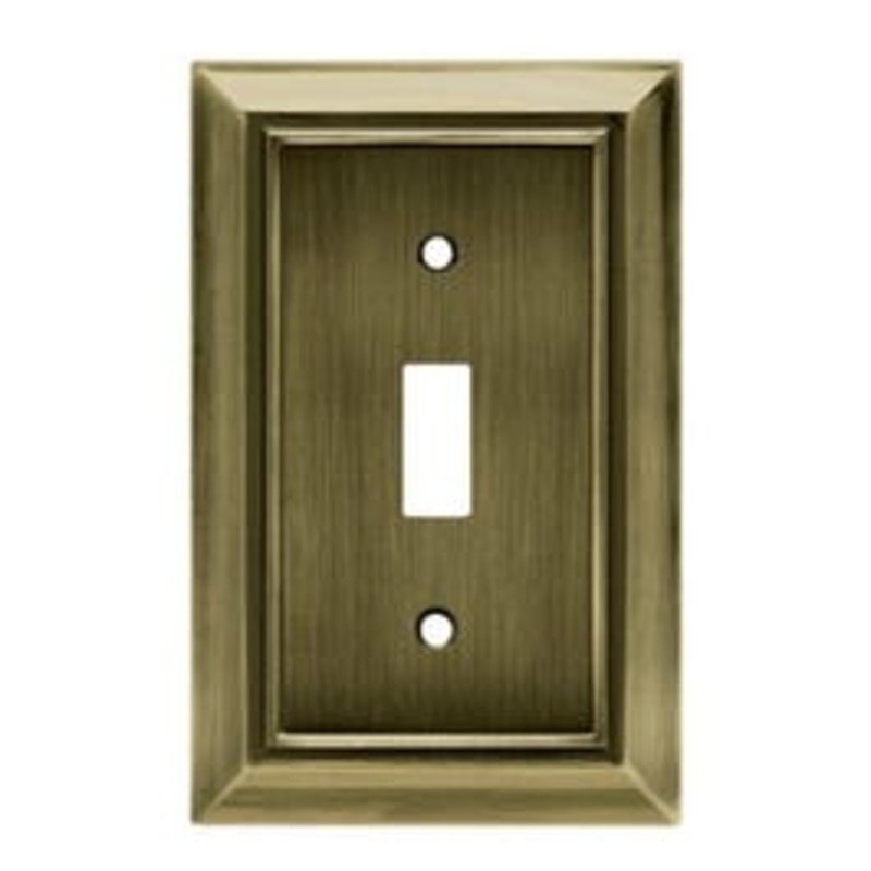 Toggle Wall Plate, 1-Gang, Architectural, Antique Brass Zinc