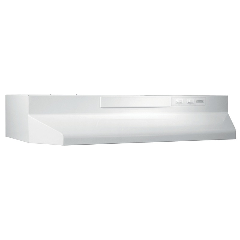 Broan 30-Inch Convertible Under-Cabinet Range Hood, 230 Max Blower CFM, White-on-White