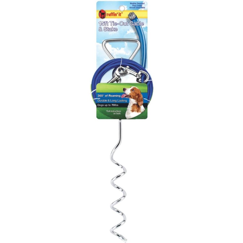 Westminster Pet Ruffin’ it Stake & Cable Medium Dog Tie-Out, 15 Ft.