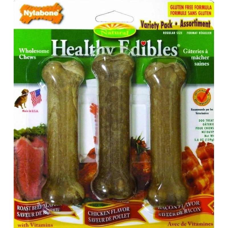 Nylabone Healthy Edibles Variety 3 Pack Bone Dog Treats
