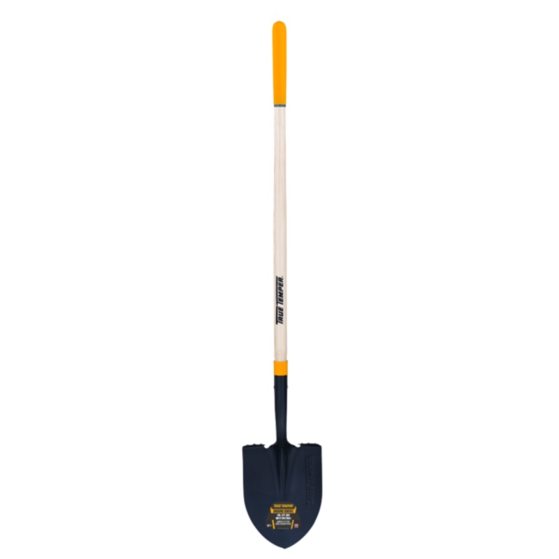 True Temper Forged Round Point Shovel With Comfort Step And Cushion End Grip On Hardwood Handle