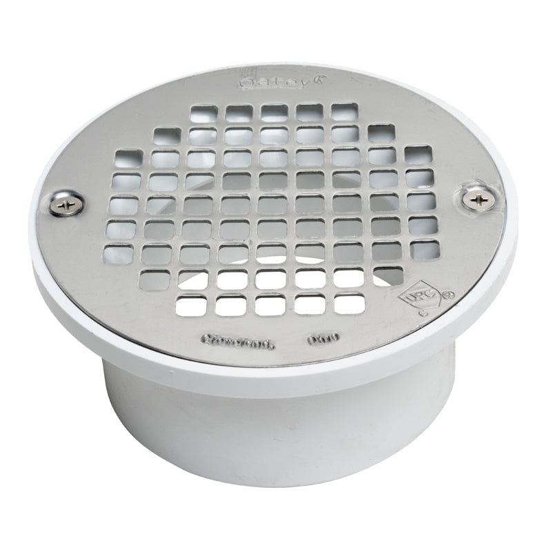 Oatey 3 in. or 4 in. PVC General Purpose Drain with 5 in. Stainless Steel Screw-Tite Strainer