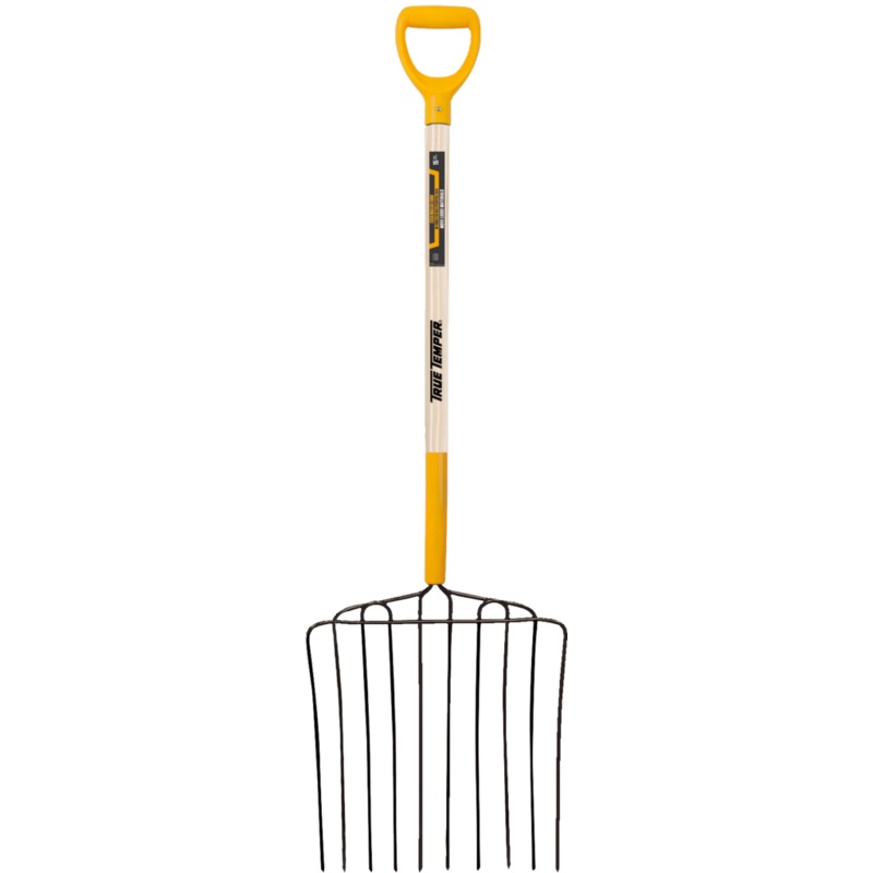 TRUE TEMPER 10-TINE ENSILAGE FORK WITH D-GRIP ON HARDWOOD HANDLE